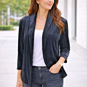 NWT Ophelia Roe Black Velour Blazer Women’s 2X Plus Lined Stretch Party Workwear